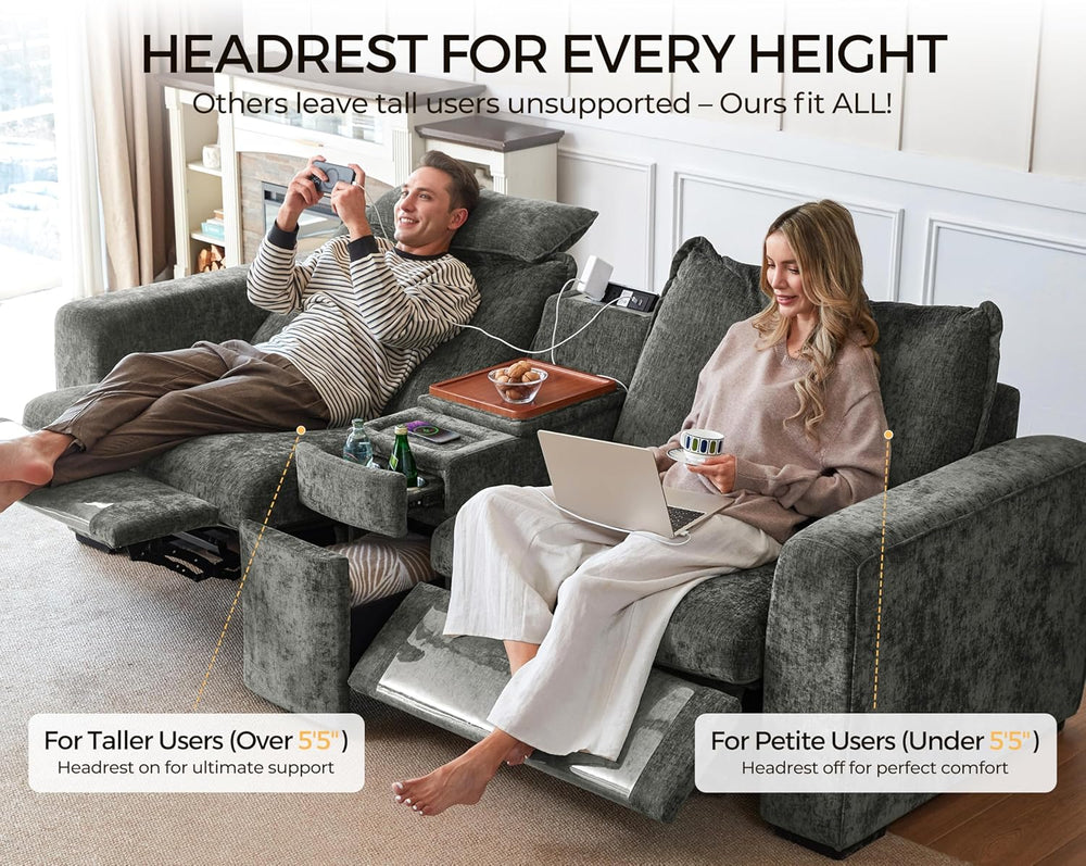 Oversized Modular Power Recliner Sofa Wall Hugger, Cloud Reclining Couch with...