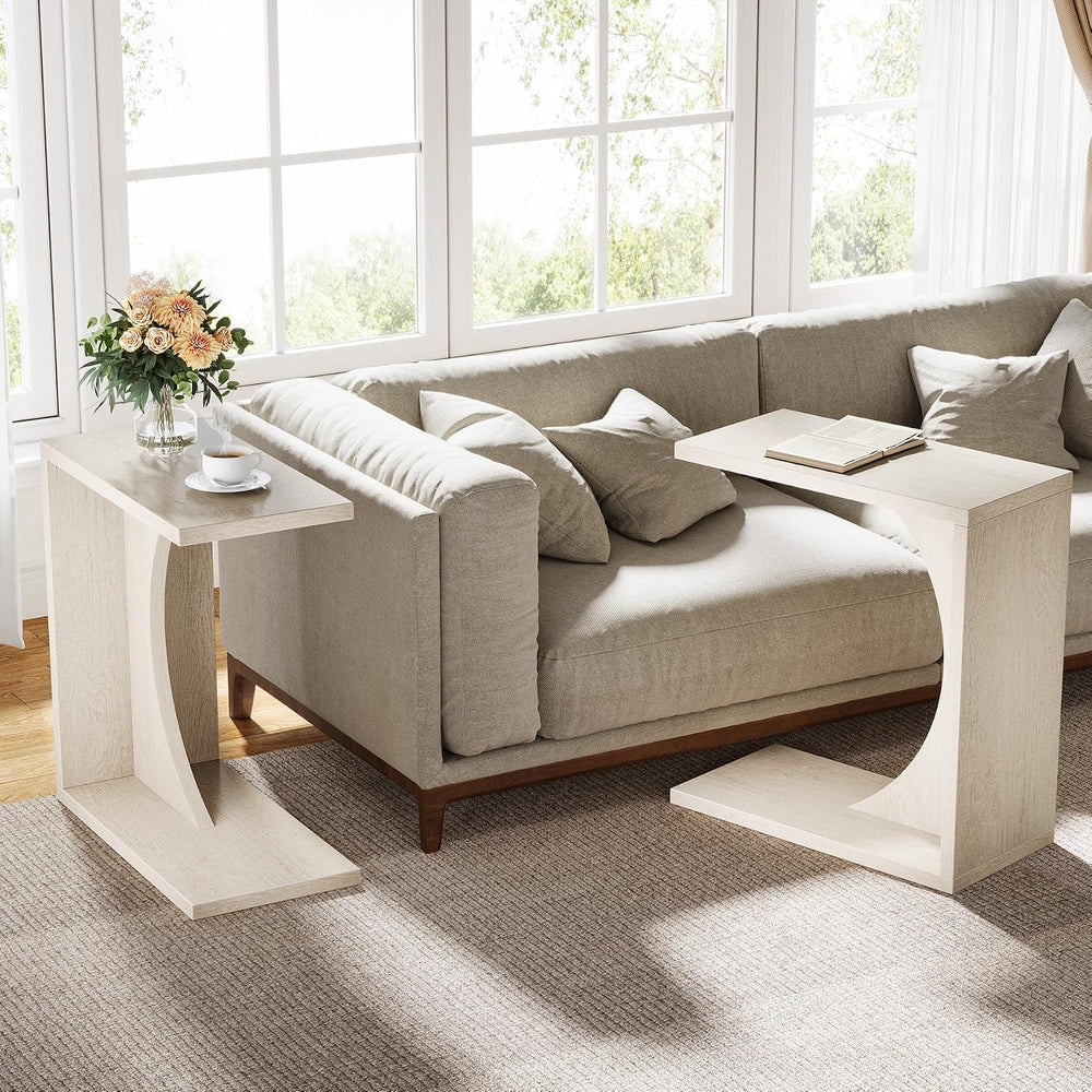 Tribesigns Set of 2 C-Shaped End Table for Couch