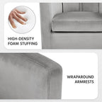 Yaheetech Accent Chair, Modern Velvet Armchairs with Big Ample Seat, Cozy Upholstered Barrel Sofa Chair for Living Room Bedroom Waiting Room, Set of 2, Gray
