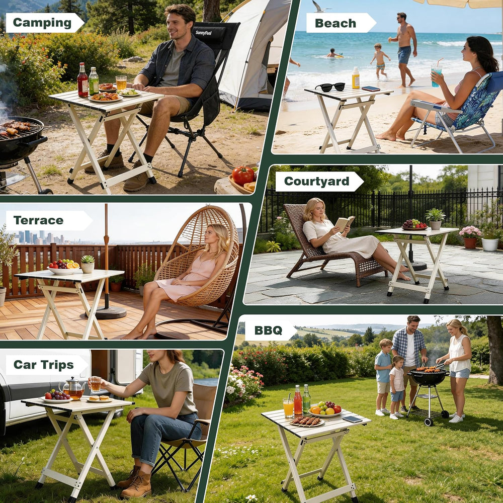 SUNNYFEEL Folding Camping Table - Lightweight Aluminum Portable Picnic Table ...
