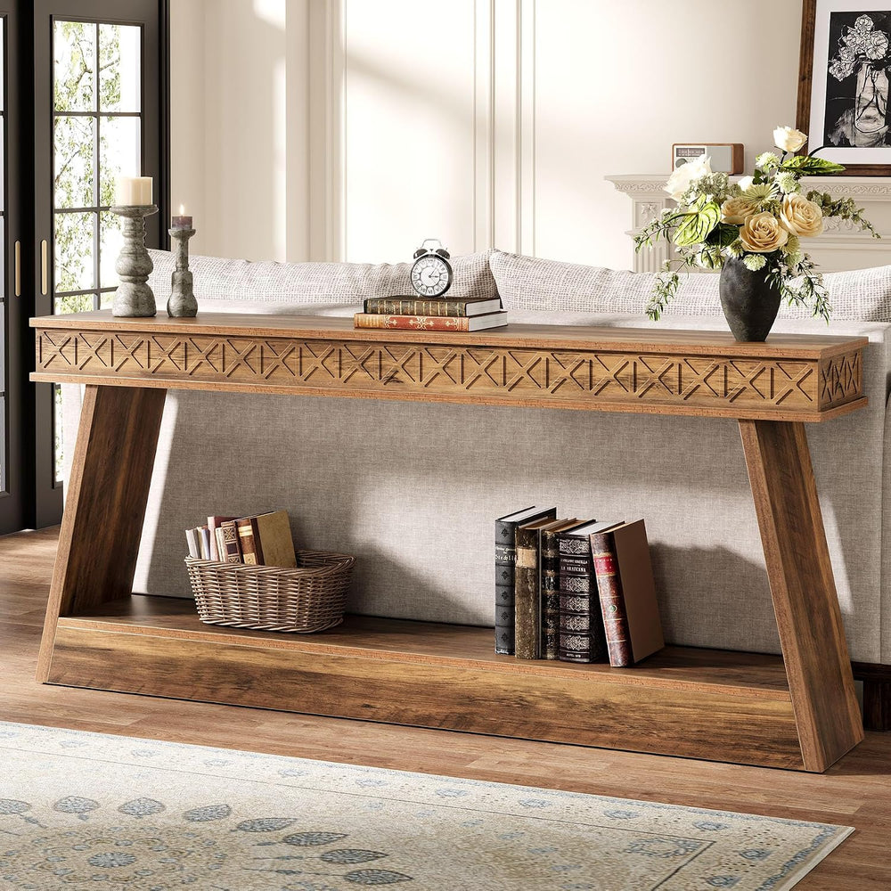 Tribesigns 70.9 Inch Extra Long Console Table for Entryway, 2-Tier | Narrow S...
