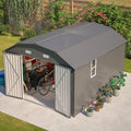 Large Outdoor Storage Shed, 10' X 12' Metal Galvanized Steel Garden Sheds with 4 Vents & 2 Windows, Utility Tool Shed for Backyard, Patio, Lawn,Gray