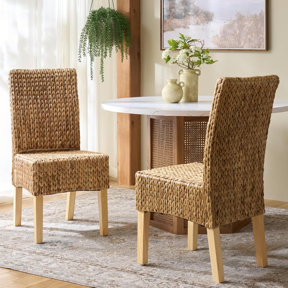 SAFAVIEH Furniture - Luz Dining Chair Set of 2 - Coastal Design - Natural Pin...