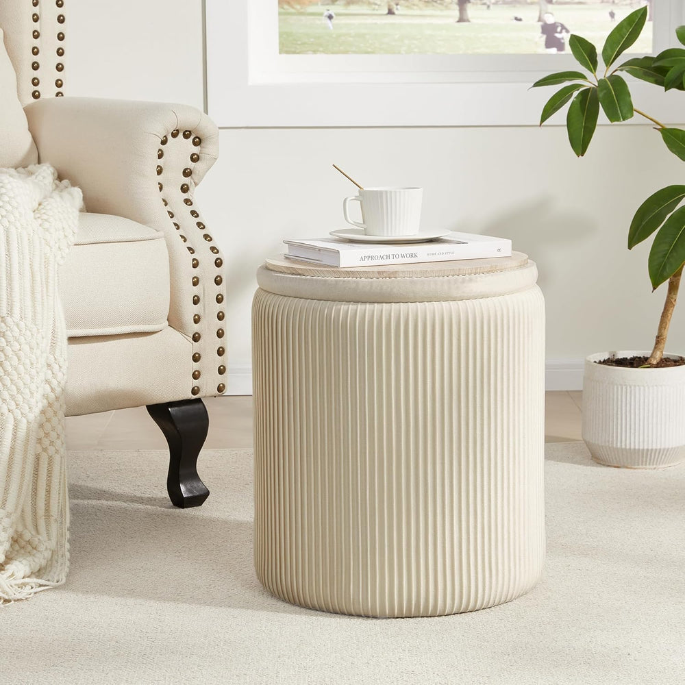 Royal Windsor Round Ottoman with Storage Set of 2,Vanity Stool with Storage f...