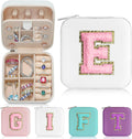 Parima Teacher Gifts for Women - Teacher Appreciation Gifts for Friends Travel Must Have Jewelry Case Organizer | Travel Jewelry Box | Graduation Gifts for Friends Female - Letter E, White