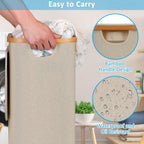 efluky Laundry Basket with Wheels, Tall Rolling Laundry Hamper with Lid and Removable Bag, Aesthetic Dirty Clothes Hamper on Wheels for Laundry Room, Bedroom, Dorm and Bathroom, 75L Oatmeal