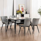 YOUTASTE Dining Chairs Set of 2, Mid Century Modern Upholstered Faux Leather Kitchen Room Chairs, with Black Metal Legs, Armless Accent Chair for Living Room, Bedroom, Vanity, Grey