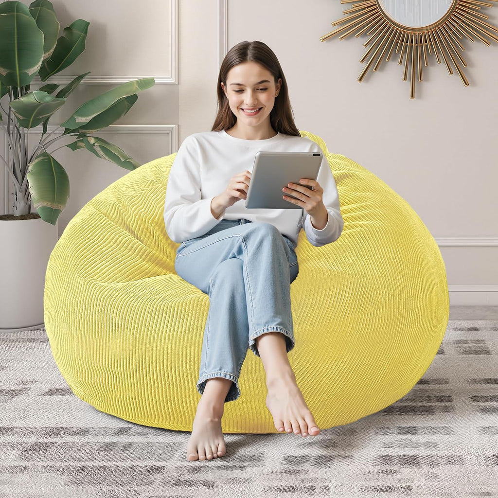 3FT Bean Bag Chairs Teardrop Bean Bag Chair for Adults Beanbag Chair with Memory Foam Filled Machine Washable Cover for Living Room, Bedroom