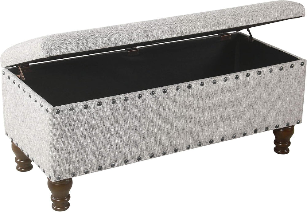 Homepop Home Decor | Upholstered Bench with Nailhead Trim | Large Ottoman wit...