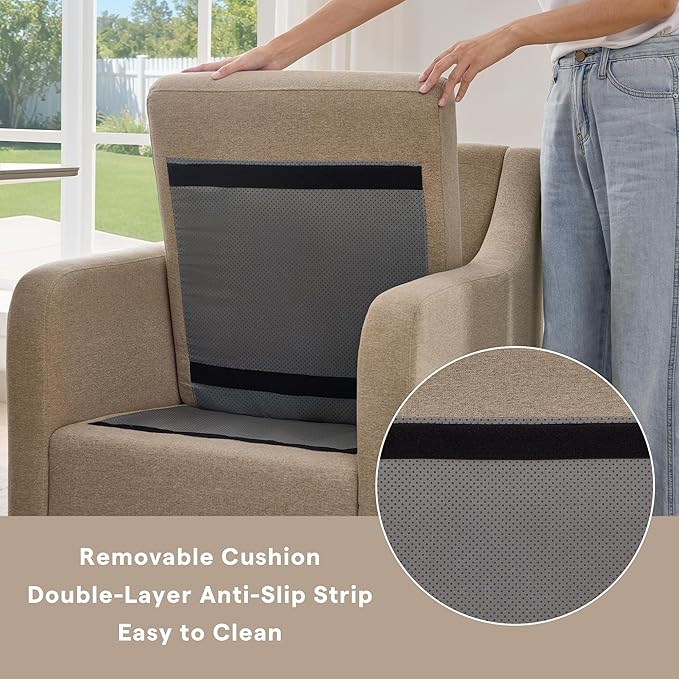 Rolling Dining Chairs with Wheels Set of 4, Upholstered Modern Armchairs with Casters for Kitchen,Dining Room (4, Fabric Camel)