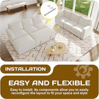 106.7" Sectional Sleeper Sofa with Pull Out Couch, Modern 7 Seat U Shaped Modular Couch, Sectionals Modular Sofa with Storage, Comfy Sectional Couches for Living Room & Apartment, Light Beige