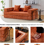 ZEIINPA Convertible Floor Sofa Bed with Fixed-Shape Frame, Modular Chenille Folding Mattress Couch with Armrest, Floor Sofa Lounge Couch for Living Room Bedroom Lounge Studio,Burnt Orange
