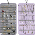 Hanging Jewelry Organizer Storage with Hanger Metal Hooks Double-Sided Jewelry Holder- Wall Mount Holder for Earrings, Necklaces, Rings on Closet, Wall, Door, 1 piece, Large, Pink