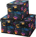 Stackable Clothes Storage Bins with Lids,Closet Organizers Fabric Printing Box for Home and Office,Blanket Clothes Organizers,Under Bed Storage Containers 3 Pack.