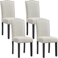 Yaheetech Dining Chairs Set of 4 Modern Kitchen Chairs with Fabric Upholstered Seat and Solid Wood Legs for Home Kitchen, Beige
