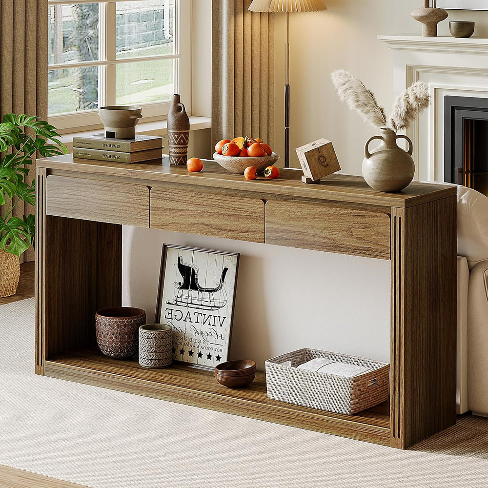 Treocho 63.9" Farmhouse Console Tables for Entryway, Long Sofa Table wit...