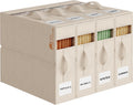 4 Pack Sheet Storage Organizer (King & Queen Size) with handle, Foldable Sheet Set Organizer for Linen Closet, Sheet Organizer for Blanket, Coverlet and Towel, Beige