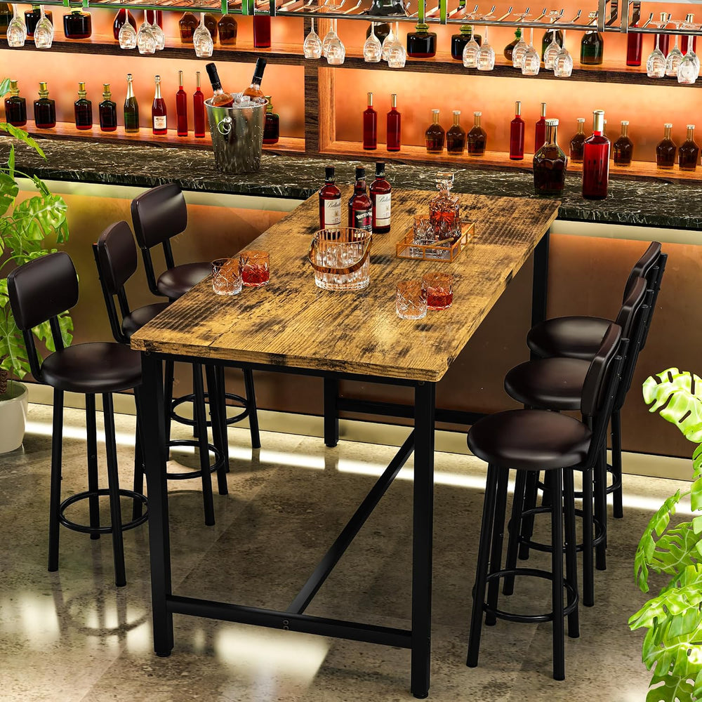 Recaceik 50" Dining Table Set for 6, 7-Piece Counter Height Bar Table Se...