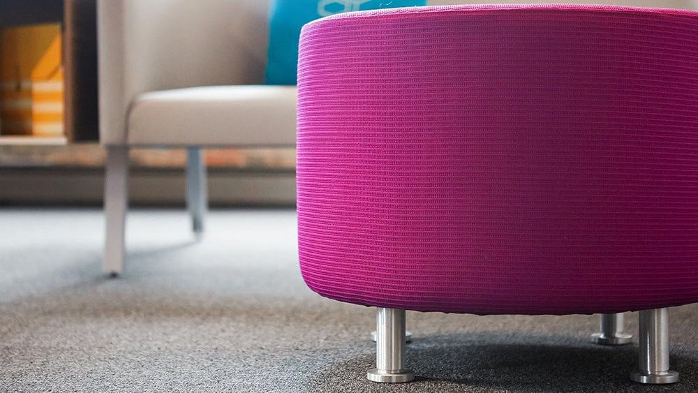 Steelcase Turnstone Alight Lounge Round Ottoman: Brushed Aluminum Legs