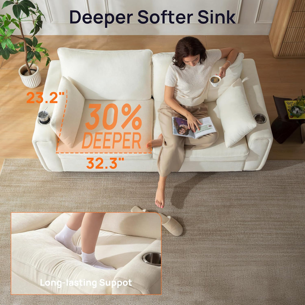 Pull Out Sofa Bed, No Cushion Removal, Queen Sleeper Sofa with USB Fast Charg...