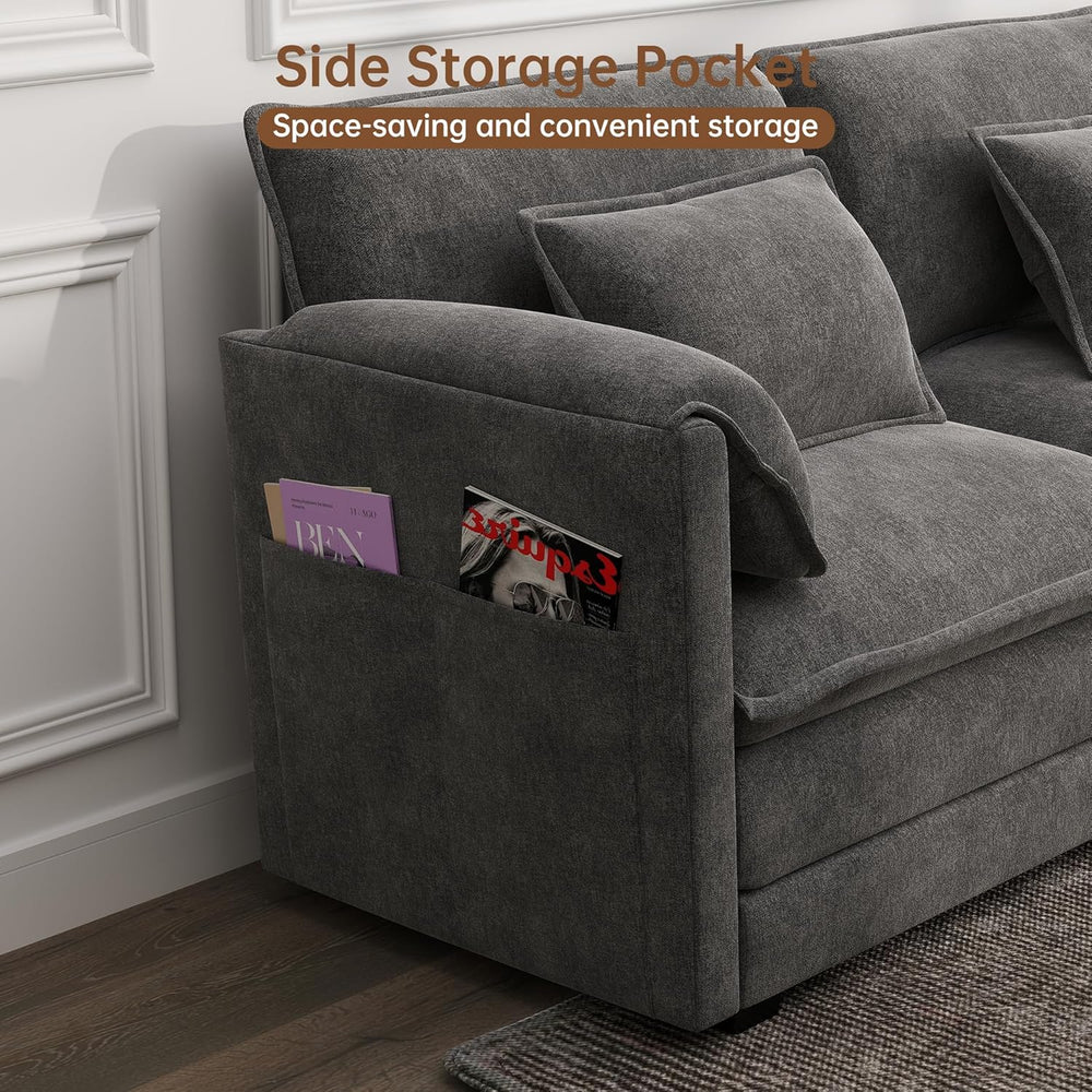 Modular Sectional Sofa, 111'' U Shaped Couch, Chenille Sofa with Mova...