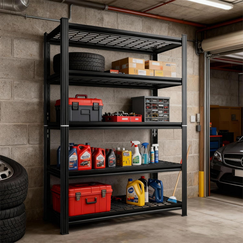 47''W Wire Garage Metal Shelving, 3000 Lbs Heavy-Duty Garage Storage Shelves, 5-Tier Adjustable Reinforced Shelves for Laundry Rooms, Basements, Kitchens&Outdoor (47''W*24''D*71''H)