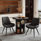 Miereirl Modern 3-Piece Round Wooden Dining Table and Chair Set,31.5" Table with Semi-Open Storage Rack and Sliding Door, Dining Chairs Made of High-end Fabric, Warm Home Dining Room Combination