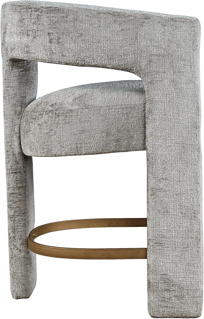 Jofran Upholstered Counter Stool with Arms – Versatile Barstools – Stylish Seating for Kitchen Dining Room or Home Bar, Grey, Single Stool