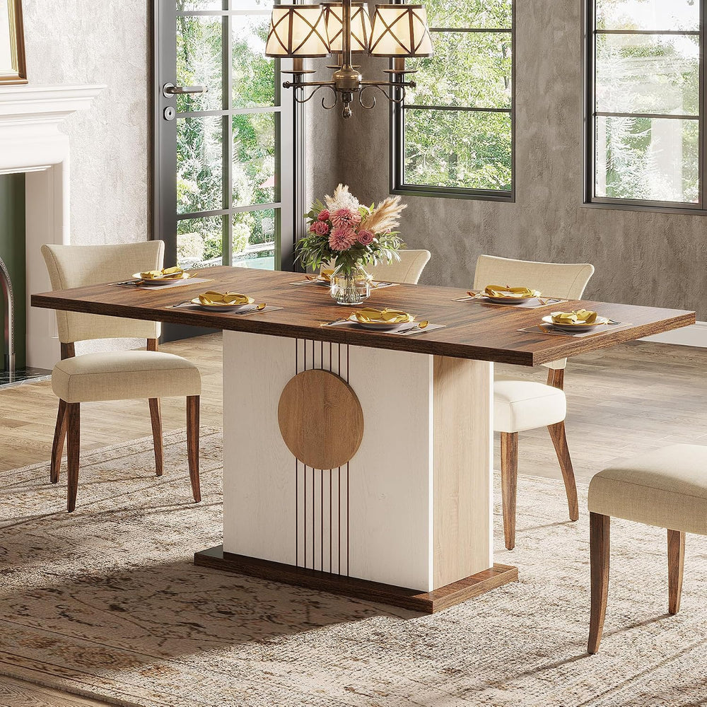 Tribesigns 55" Rectangular Dining Table for 4 to 6 People, Farmhouse Woo...