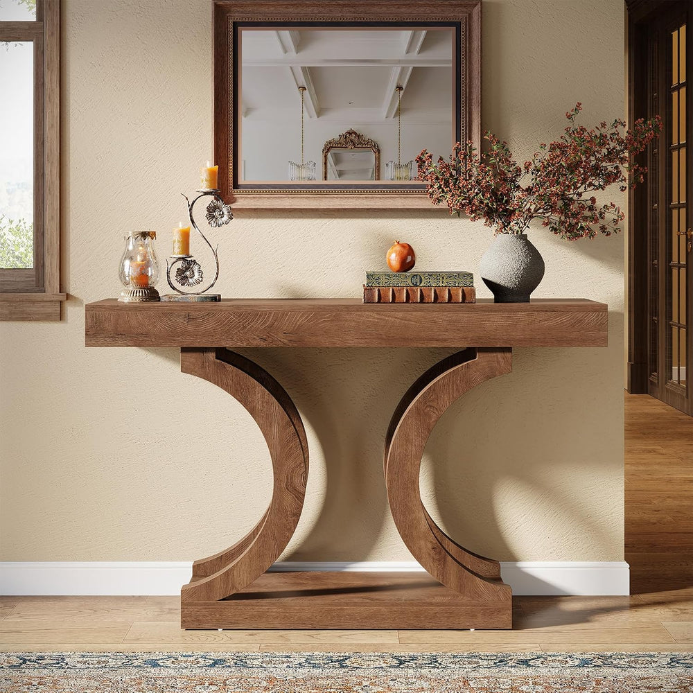 Tribesigns 43.31-Inch Farmhouse Console Table for Entryway, Unique Narrow Sof...