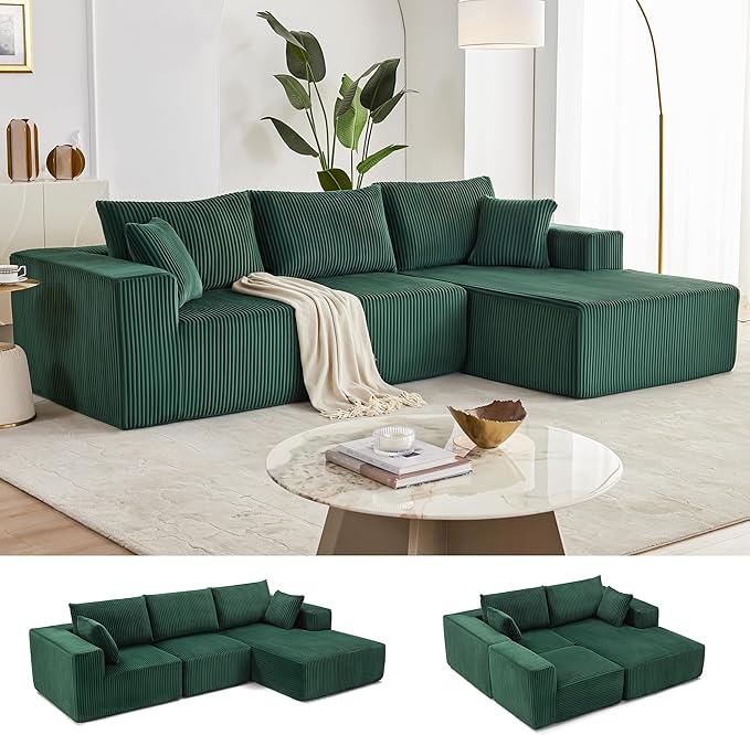 108” Modular Sectional Sofa, Cloud Sectional Couch with Deep Seat, Modern Mod...