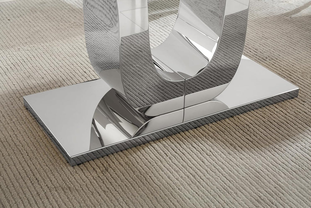 SSLine Modern White Marble Dining Table for 6-8 Rectangle 68" Faux Marbl...