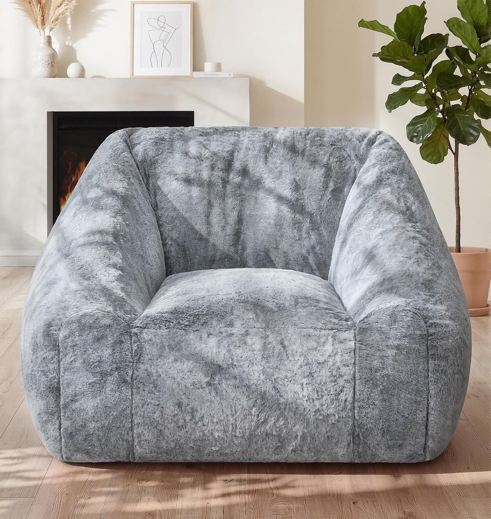 Hobestluk Bean Bag Chair Plush Accent Chair Armrest Living Room Adult Grey | ...