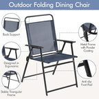 Yaheetech Outdoor Patio Chairs Set of 4, Folding Patio Chairs for Outside with Metal Frame, Armrests, Portable Dining Chairs for Camping, Lawn, Garden and Porch, Navy Blue