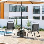 Yaheetech Outdoor Folding Patio Chairs Set of 4, Portable Outdoor Folding Chairs for Outside, Lawn, Garden and Porch with Metal Frame, Armrests, Stackable, Foldable and Portable Design, Black