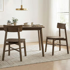 CHITA Soild Wood Dining Chairs Set of 2, Mid Century Modern Walnut Wood Kitchen Chairs with Curved Backrest, Dining Room Chair for Kitchen, Restaurant