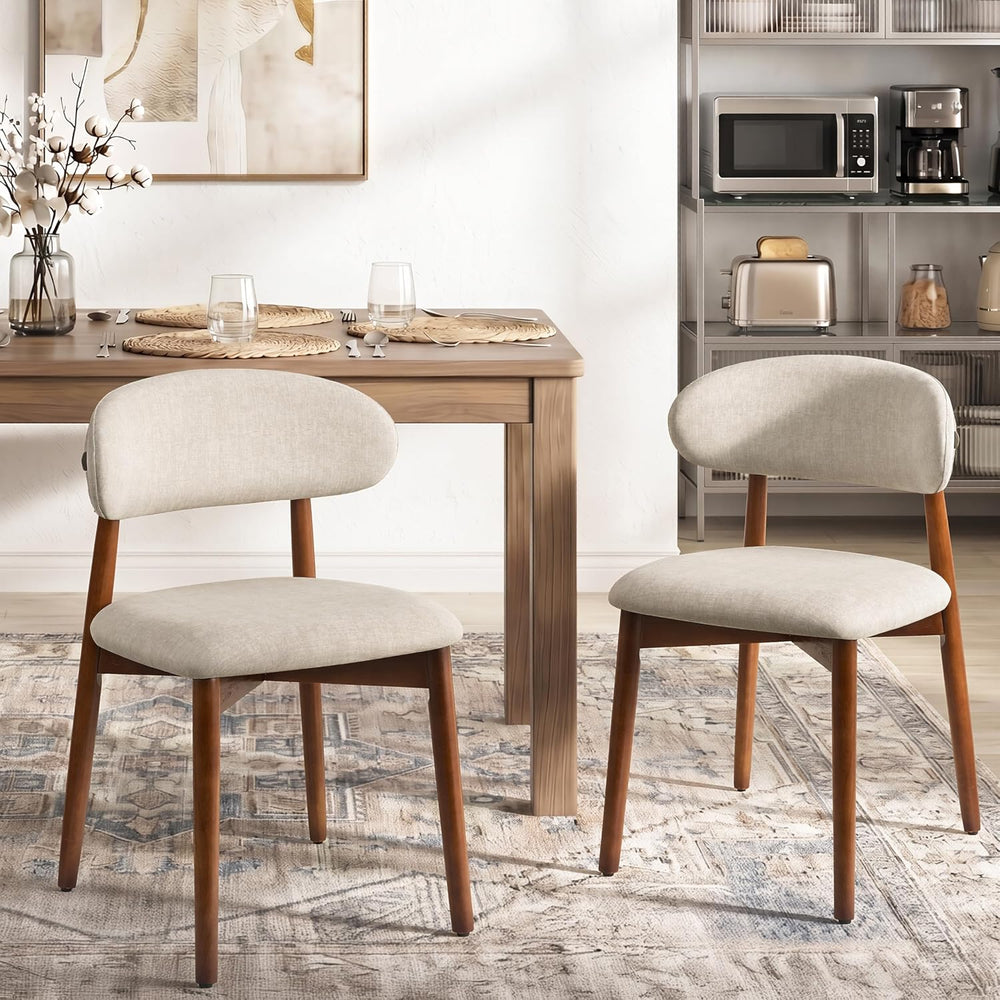 Farmhouse Dining Chairs Set of 4, Mid Century Modern Wooden Velvet Fabric Uph...