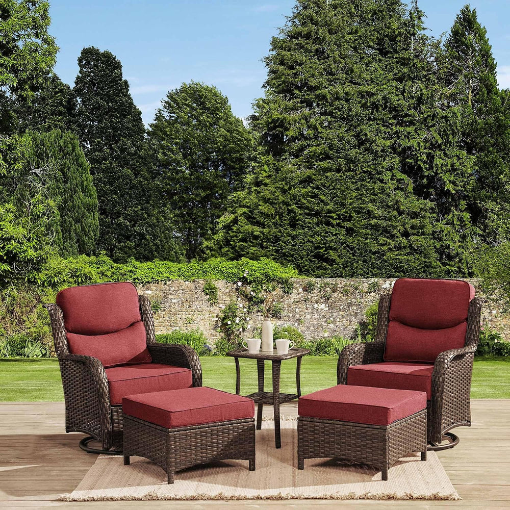 HILLGA Luxury 5 PCS Outdoor Swivel Rocker Patio Chairs of 2 with Side Table |...