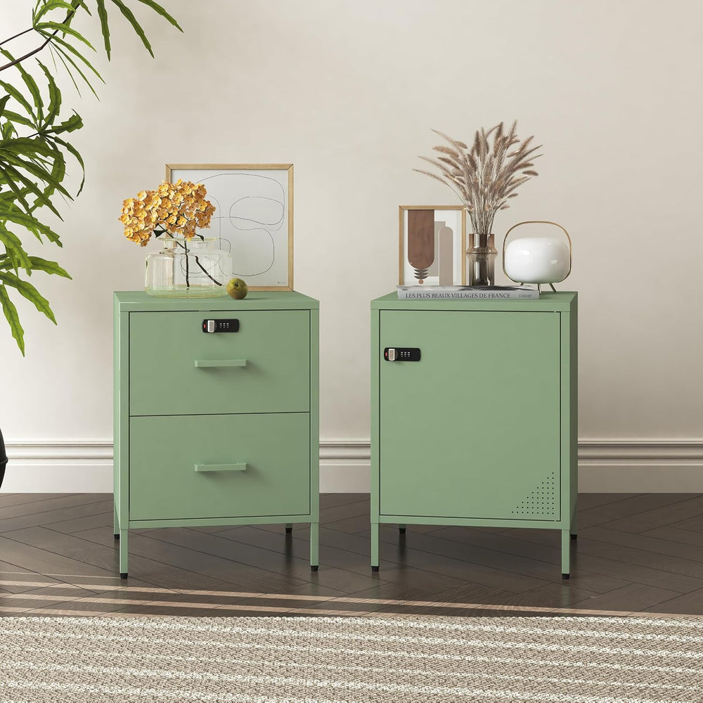 Steehoom Locker Nightstand Metal End Table Single Door Bedside Cabinet Lockab...