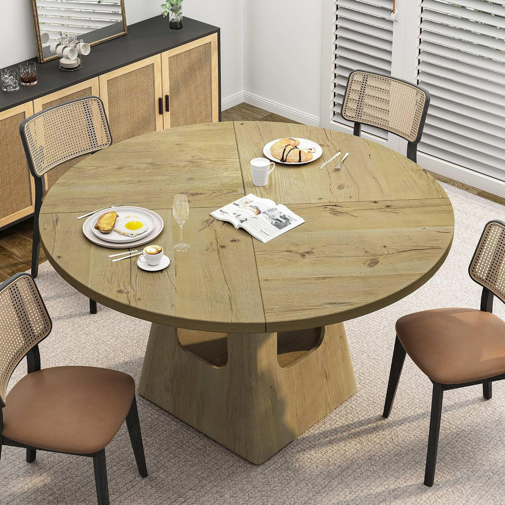 47.24 Inch Round Dining Table for 4-6 Kitchen Dining Table with Storage Shelf...