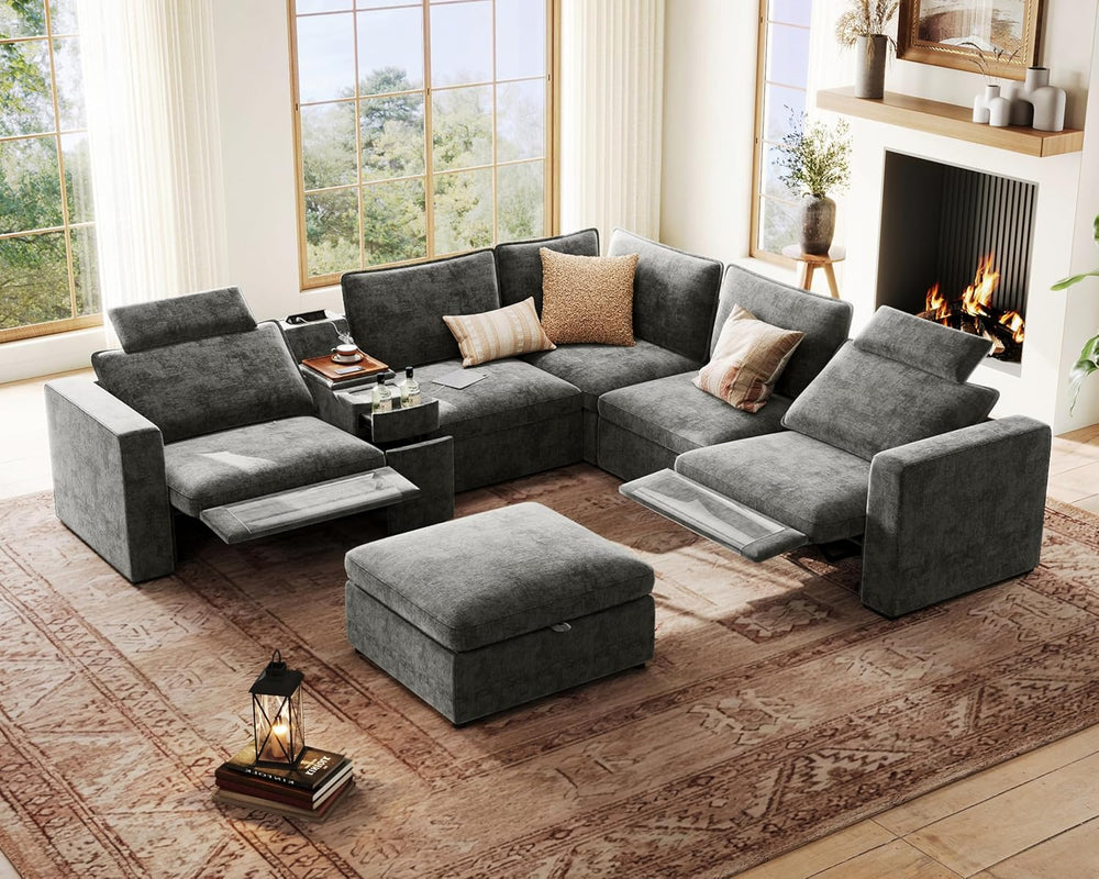 Oversized Modular Power Recliner Sofa Wall Hugger, Cloud Reclining Couch with...