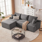 Mangodan Cloud Sectional Couch, Boneless Sofa for Living Room, Fluffy Comfy Couch with Deep Seat, Modular Sectional Sofa with L-Shaped Chaise, No Assembly Required, Dark Grey