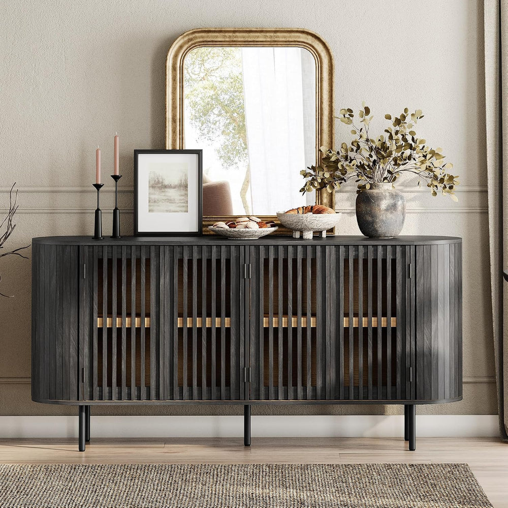 WAMPAT Fluted Sideboard Buffet Cabinet, 65" Mid Century Modern Credenza ...