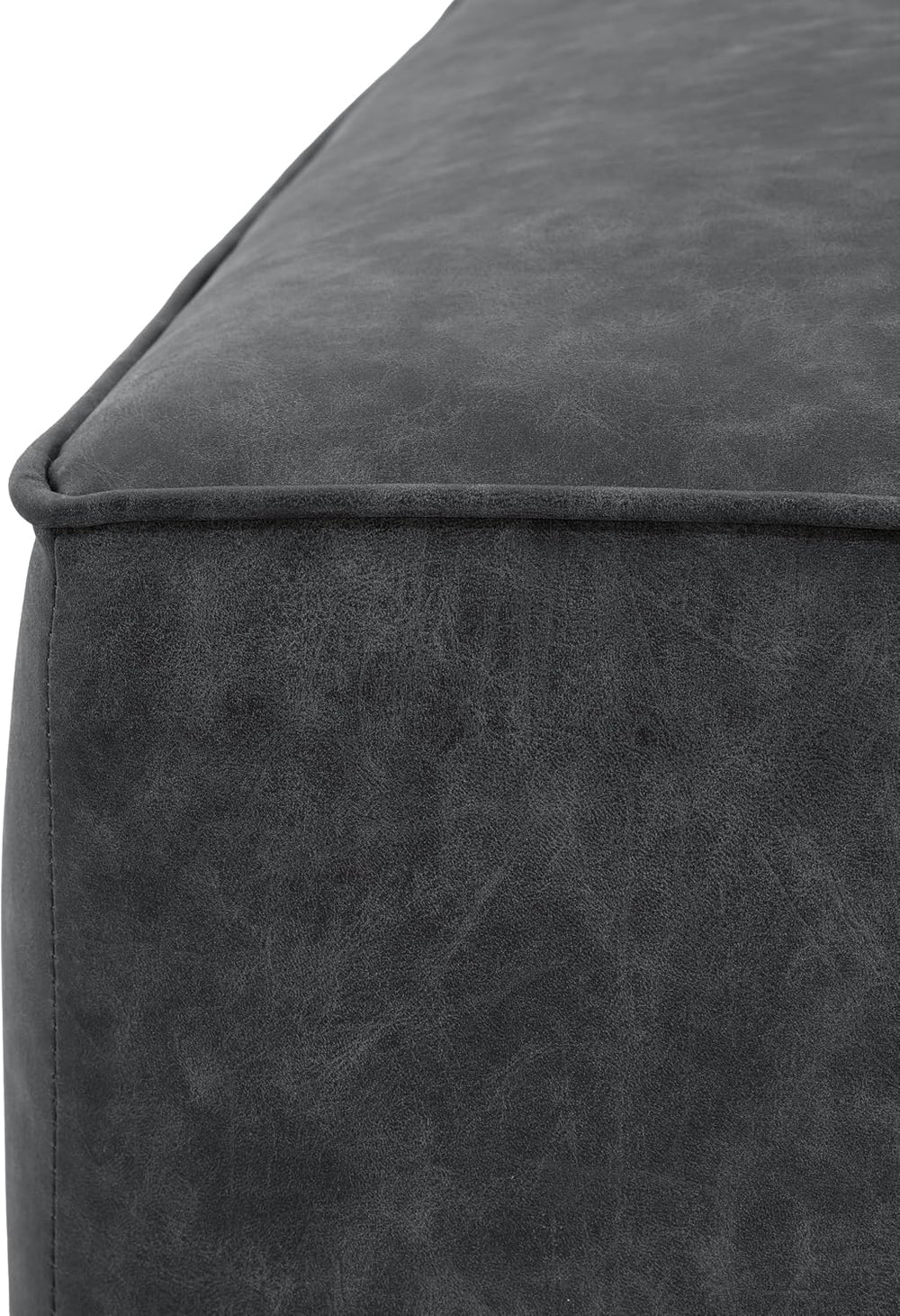 Christopher Knight Home Ellis Faux Leather Ottoman Footstool, Square Pouf Pou...