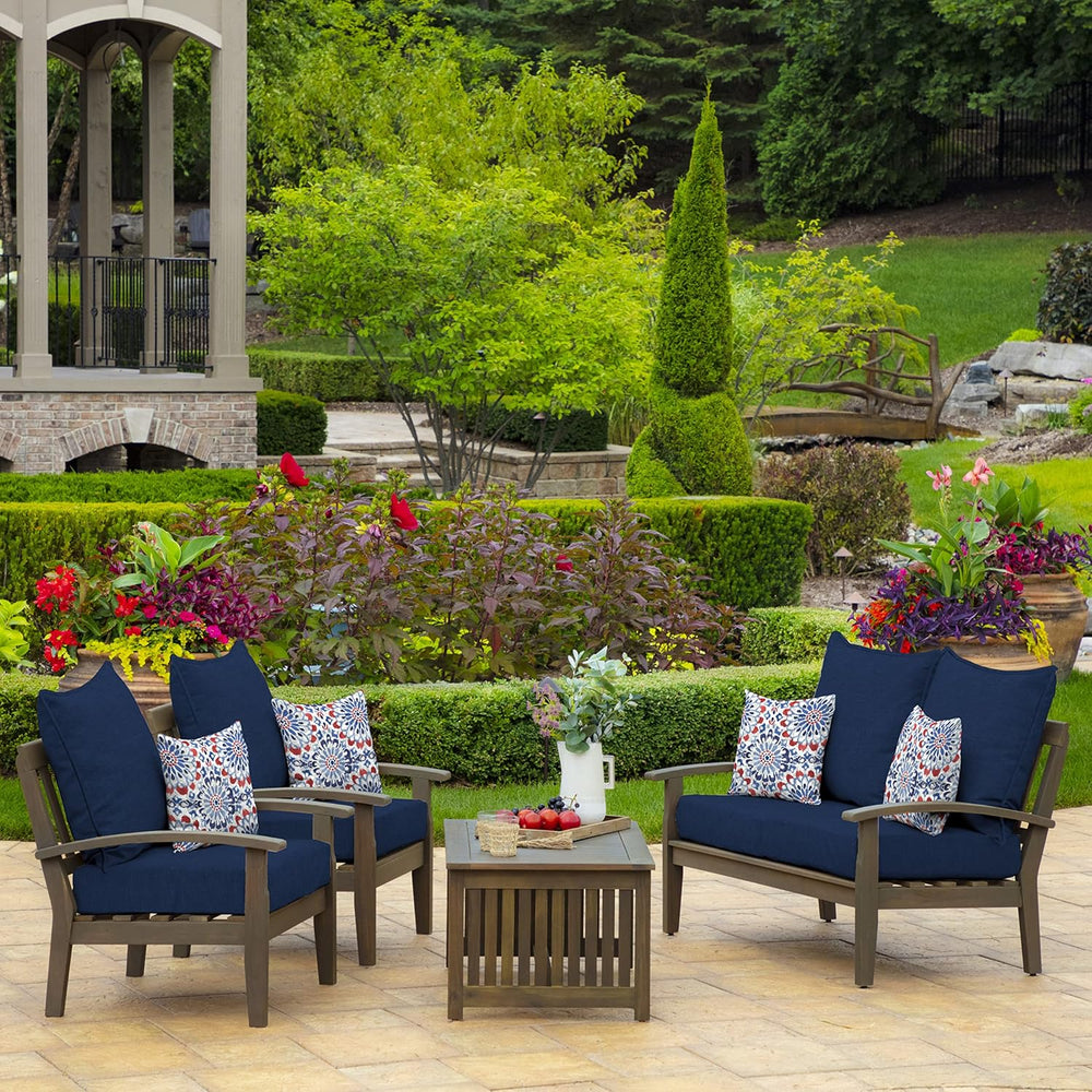 Arden Outdoor Chair Cushions, Patio Furniture, 24x24 Foam Deep Seat, 4 Sets