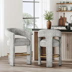Jofran Upholstered Counter Stool with Arms – Versatile Barstools – Stylish Seating for Kitchen Dining Room or Home Bar, Grey, Single Stool