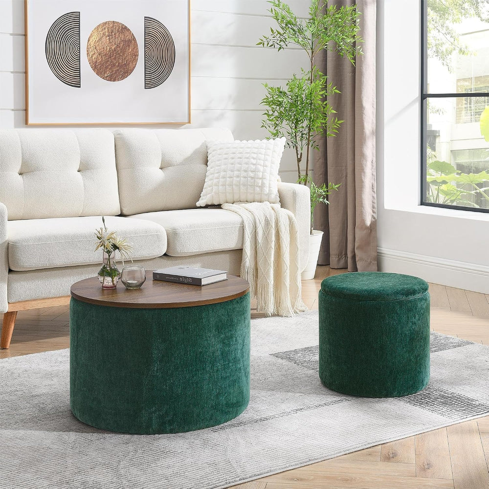KEVINSPACE Coffee Table Set of 2 for Living Room Round Coffee Table with Stor...