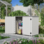 Outdoor Patio Storage Shed,Waterproof Horizontal Outdoor Storage Cabinet for Garbage Cans,Tools and Lawnmower Lockable(34 Cu.ft-Warm-White)