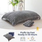 MAXYOYO Giant Bean Bag Chair with Pillow, 3 in 1 Convertible Bean Bag Chair for Adults with Removable Cover, Floor Cushion Stuffed Floor Lounger for Living Room Bedroom, Grey
