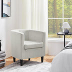 Yaheetech Velvet Accent Chair, Modern and Comfortable Armchairs, Upholstered Barrel Sofa Chair for Living Room Bedroom Waiting Room, Beige